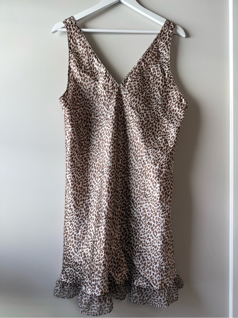 Vintage Inner Most Leopard Print Satin Nightgown XL USA Made.